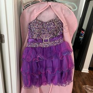 Mini beaded purple dress